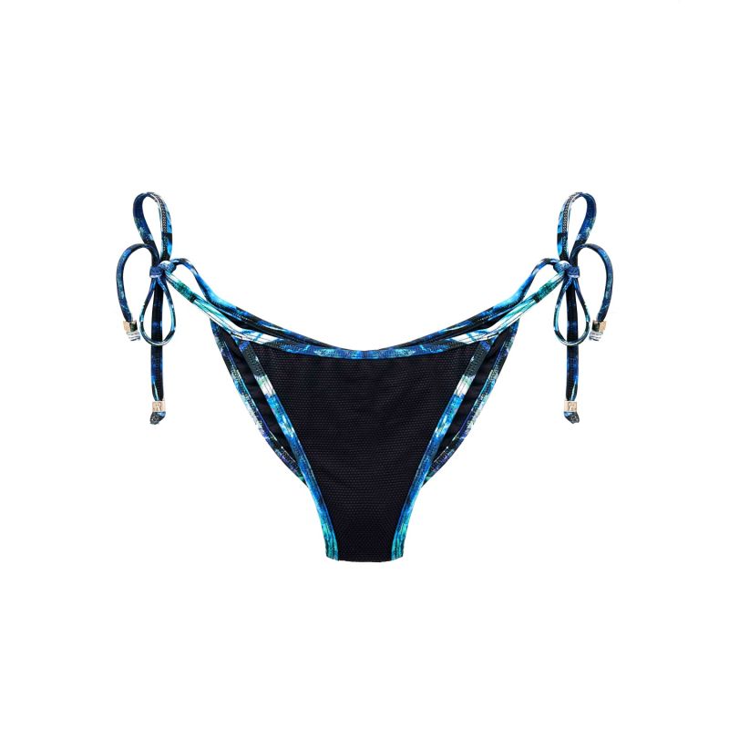 Black Blue Butterfly Print Tie-Side Bikini Bottom Pia image