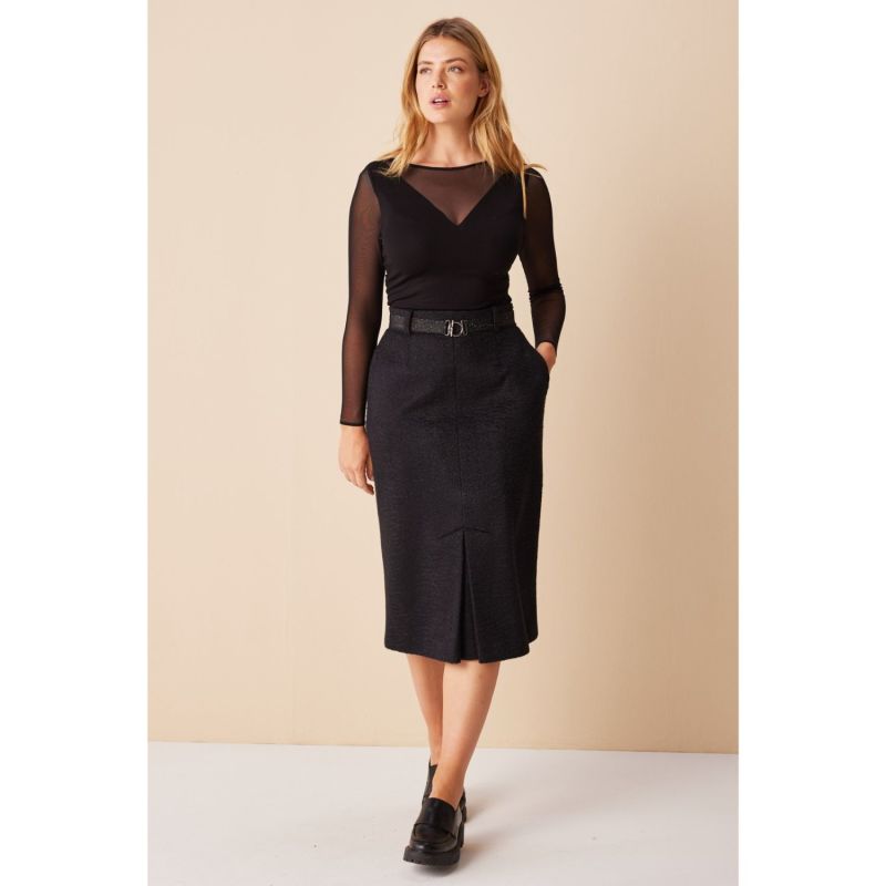 Black Bouclé Pencil Skirt image