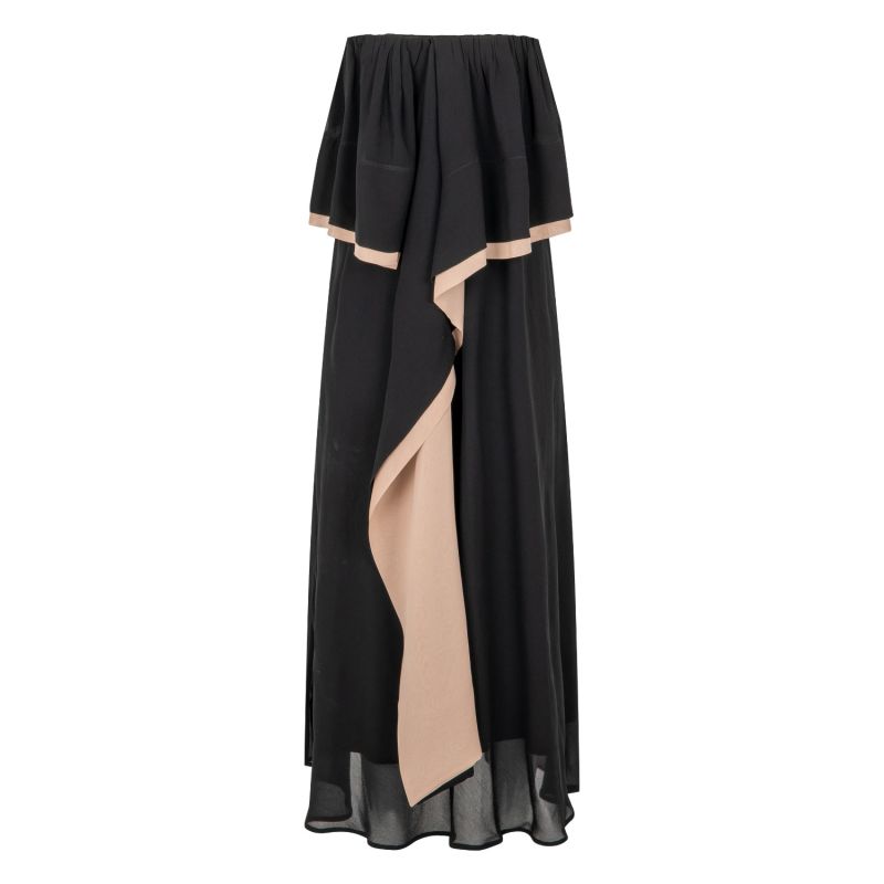 Black Chiffon Strapless Maxi Dress image