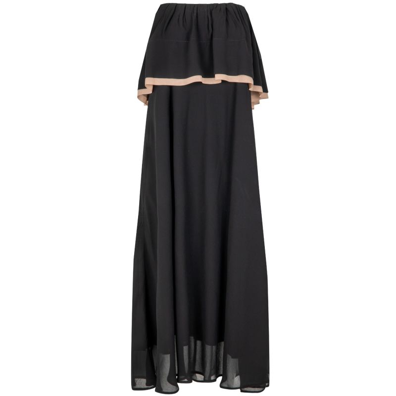 Black Chiffon Strapless Maxi Dress image