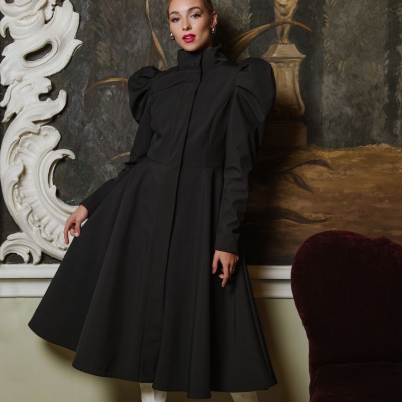 Black Coat With Balloon-Styled Sleeves: Majestic Night image
