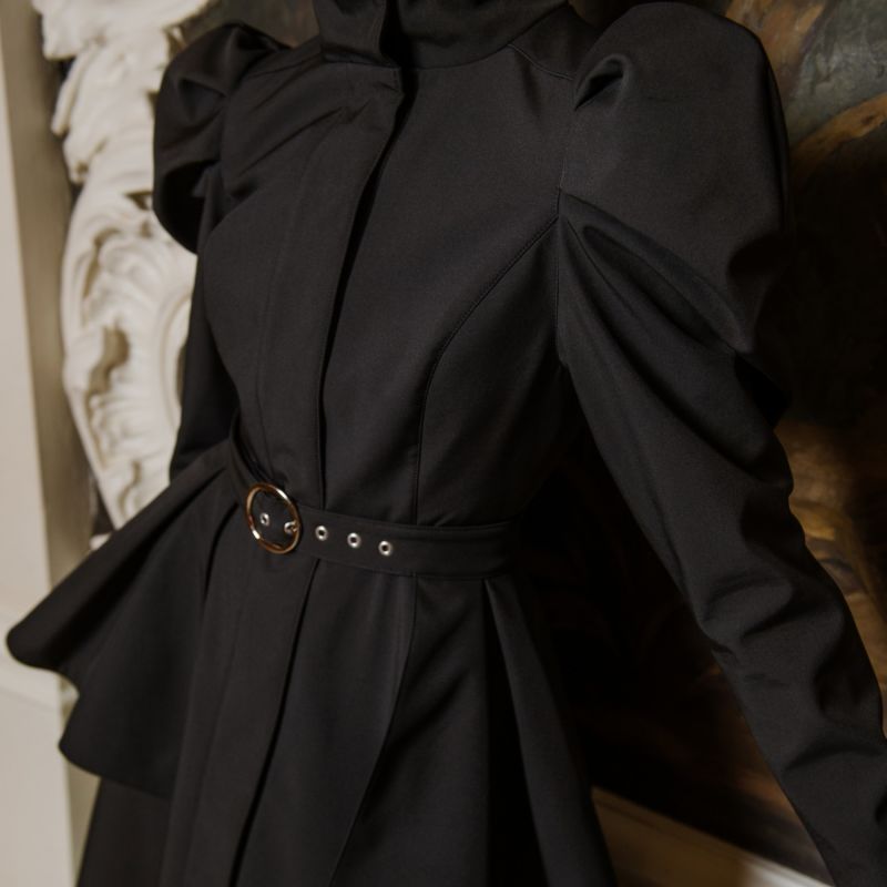 Black Coat With Balloon-Styled Sleeves: Majestic Night image