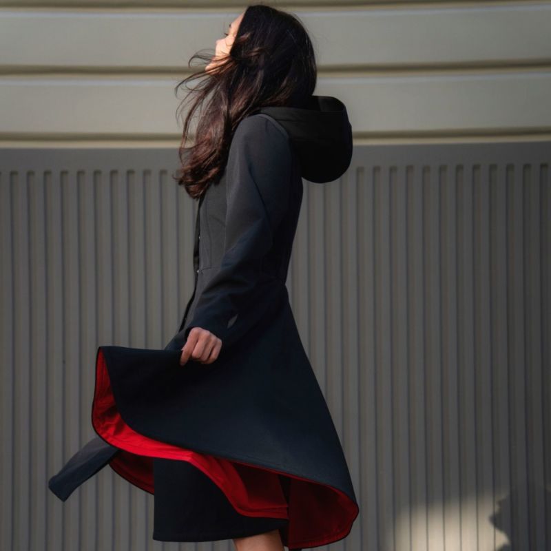 Black overcoat shop red lining