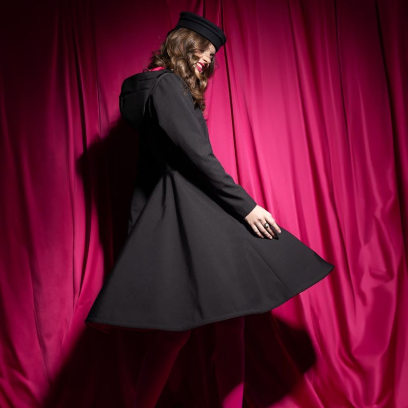 Black Coat With Fuchsia Pink Lining: Pink Ruby image