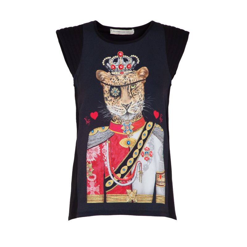 Black Cotton T-Shirt Leopard Mariscal image