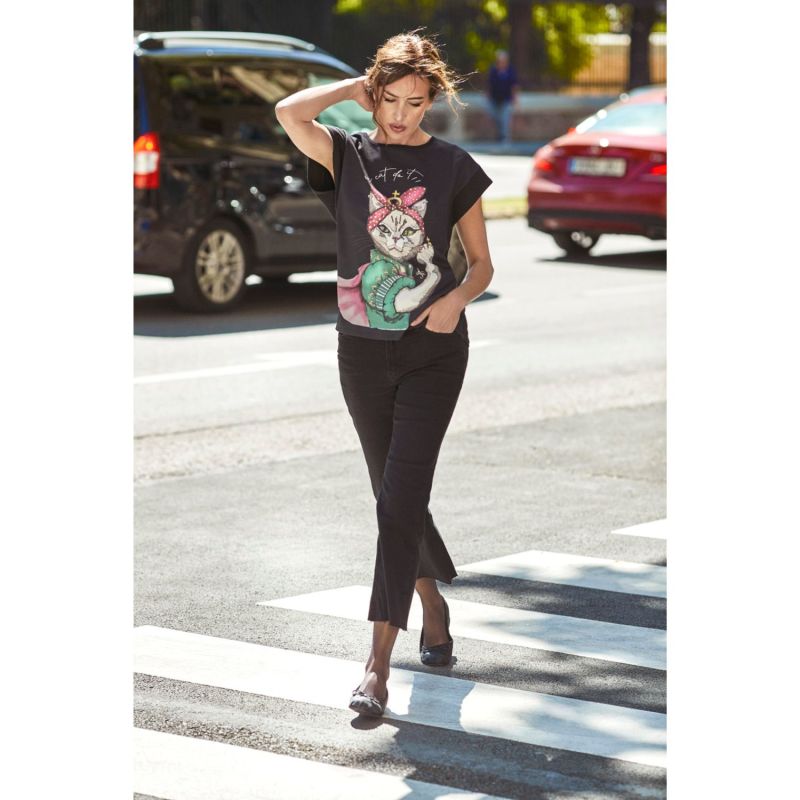 Black Cotton T-Shirt Theodora image