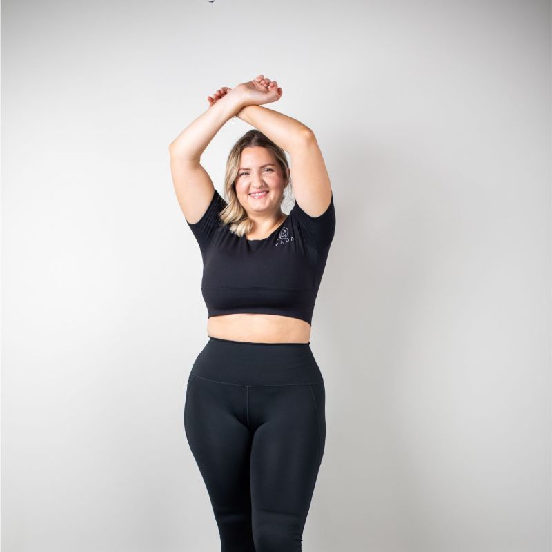 Black Criss-Cross Cropped Gym Top With In Built Sports Bra image