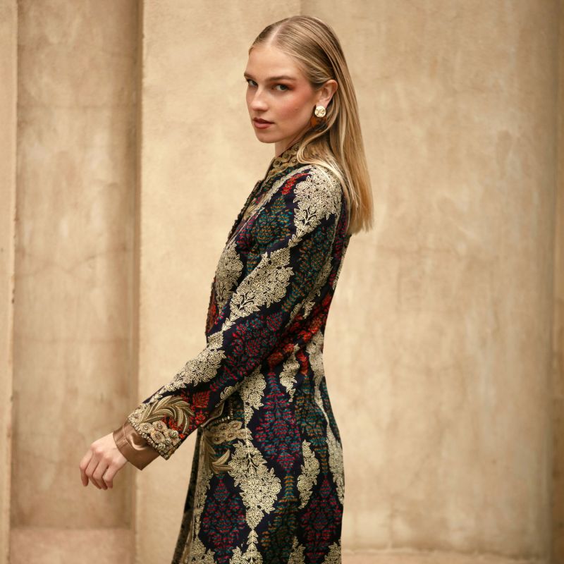 Embroidered wool coat shop