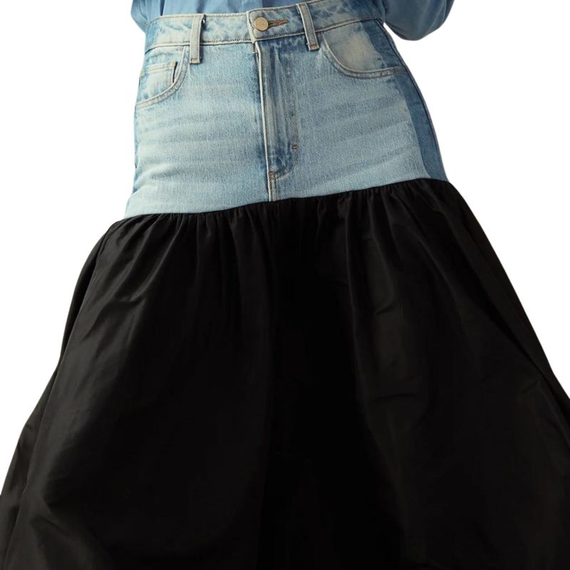 Black Denim Taffeta Skirt image