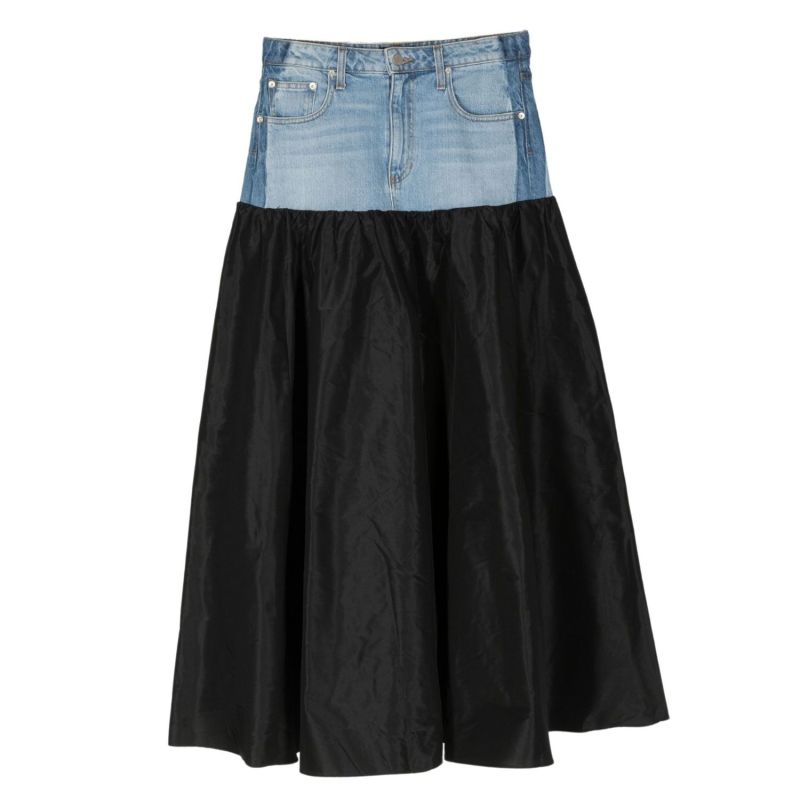 Black Denim Taffeta Skirt image