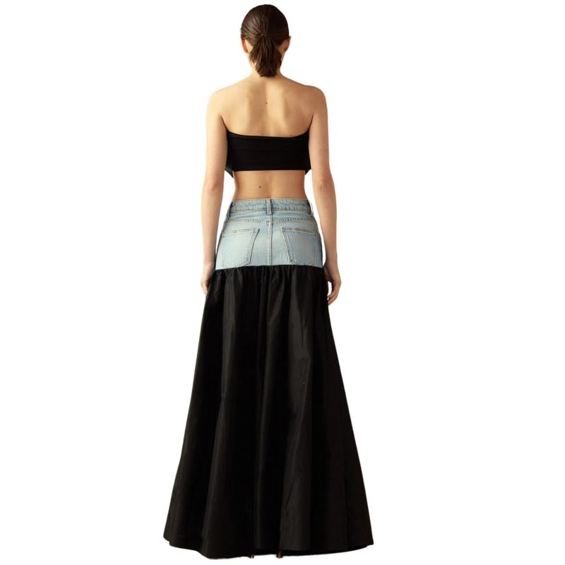 Black Denim Taffeta Skirt image