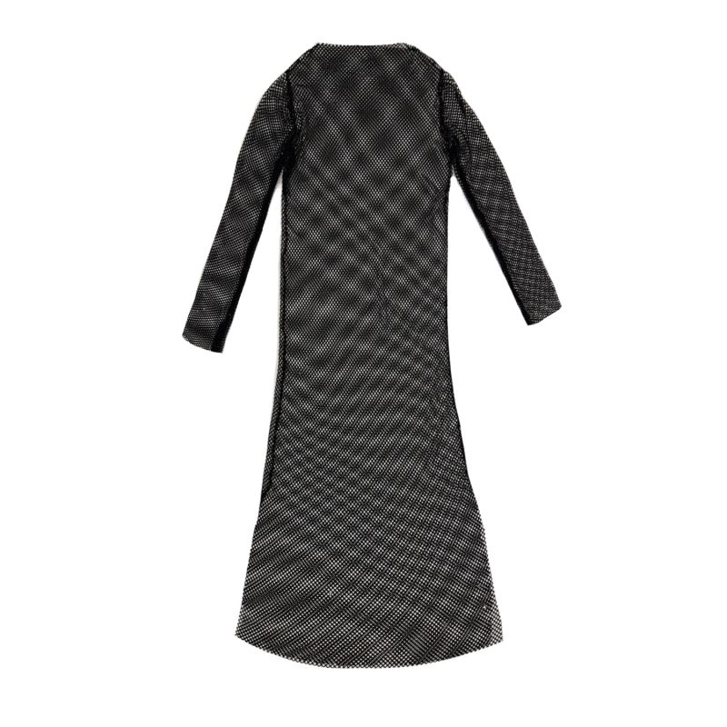 Black Embellished Mesh Long Sleeve Dress image