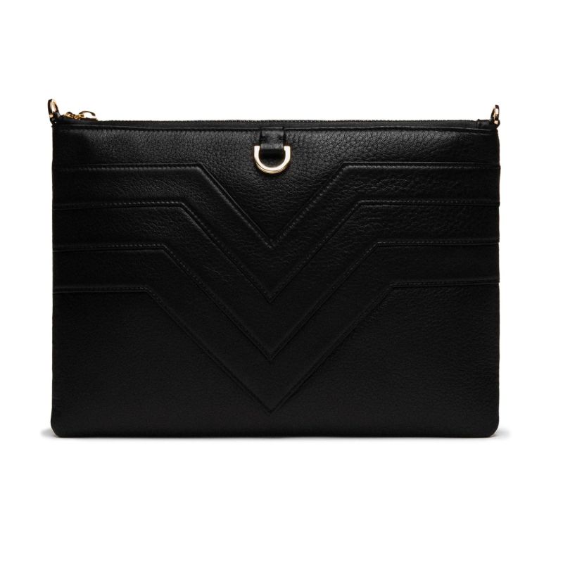 Black Leather Chevron With Gold Hardware image