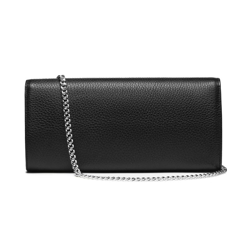 Black Leather Clutch With Silver Hardware image