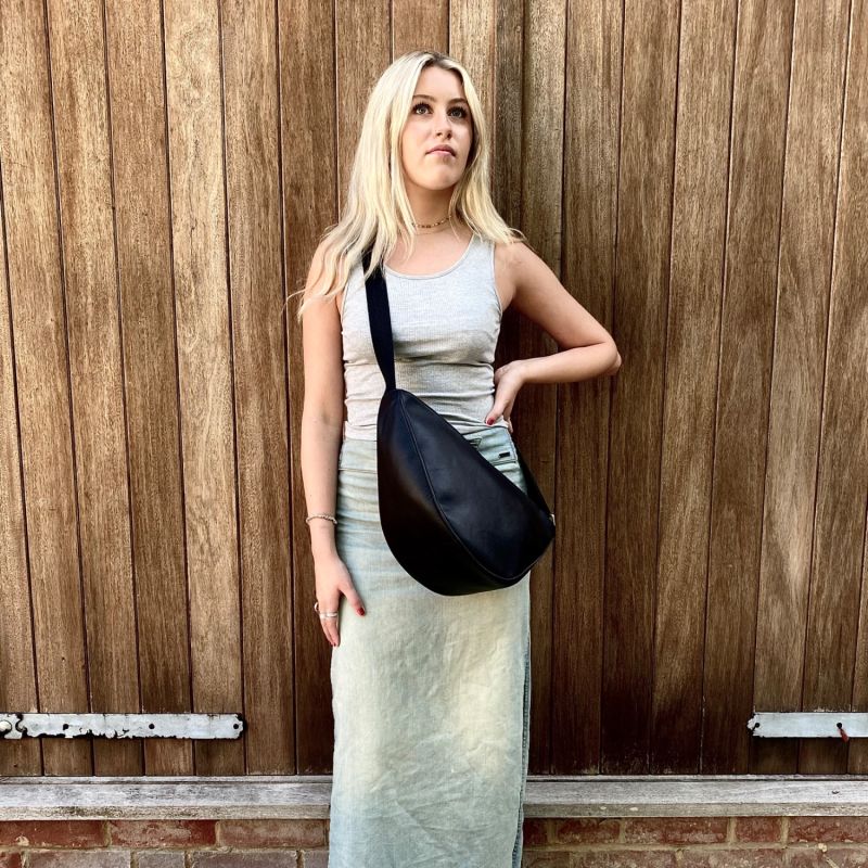 Black Leather Cross Body Sling Bag LeatherCo. Wolf & Badger