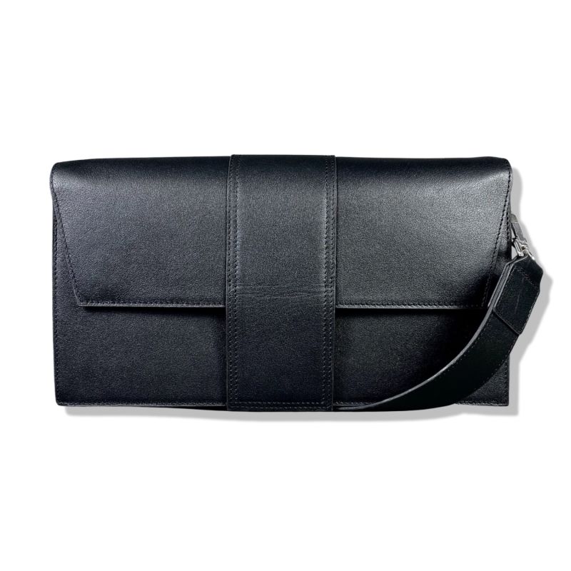 Black Leather Crossbody Envelope Handbag image