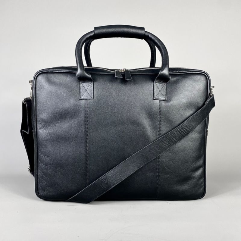 Black Leather Laptop Carry-All Bag image