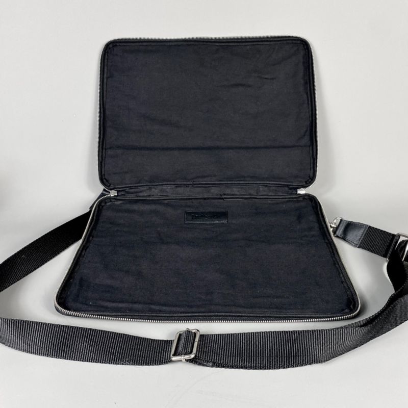 Black Leather Laptop Sleeve Bag image