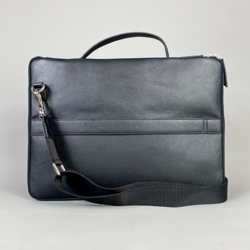 Black Leather Laptop Sleeve Bag image