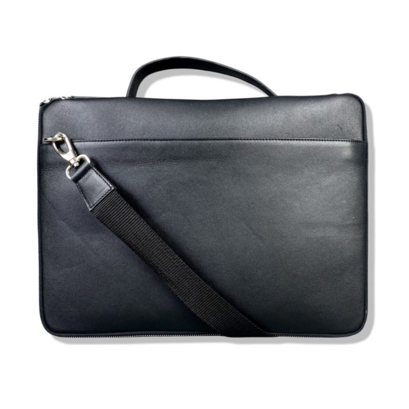 Black Leather Laptop Sleeve Bag image