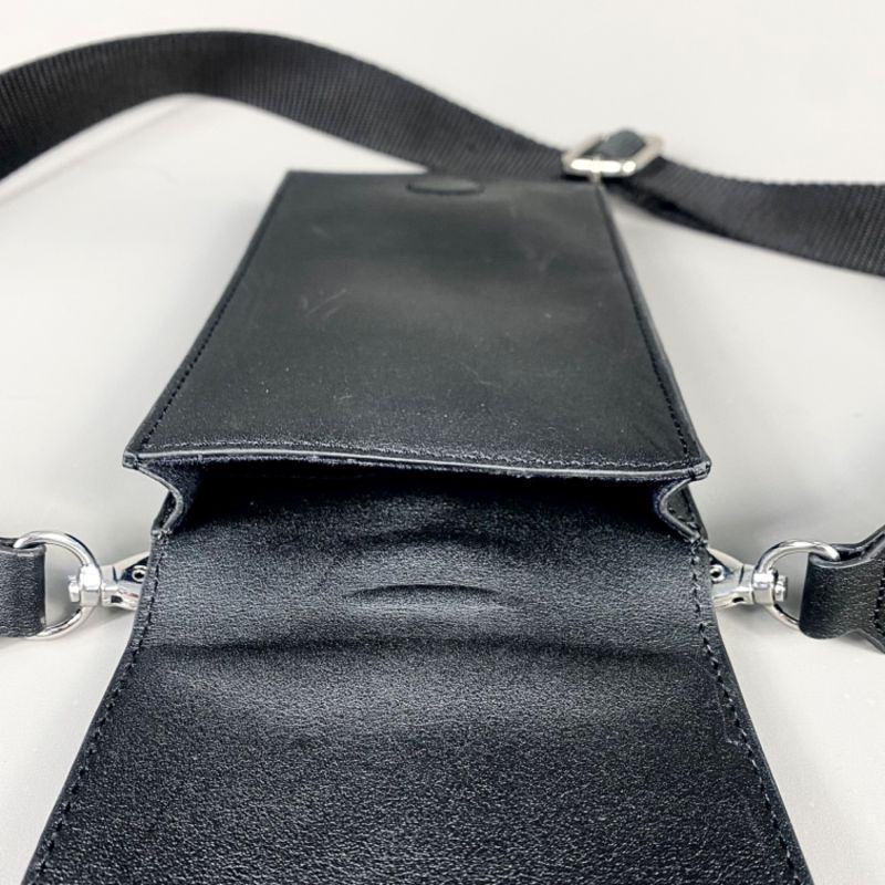 Black Leather Mini Cross Body Phone Bag image