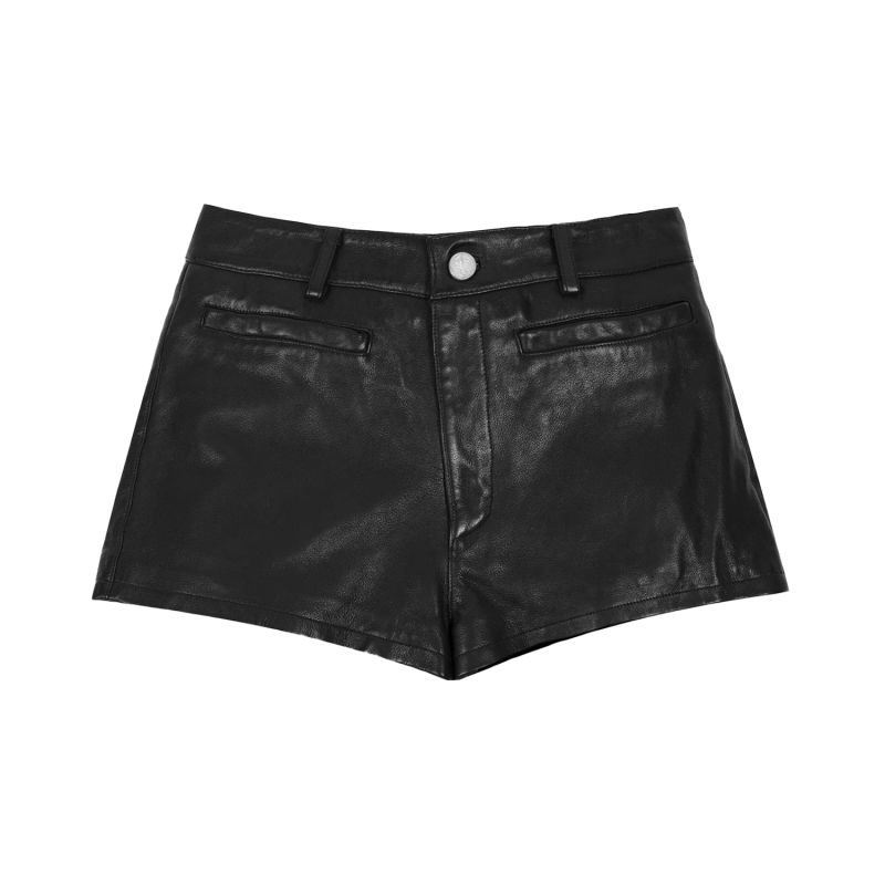 Leather Short Shorts | Black image