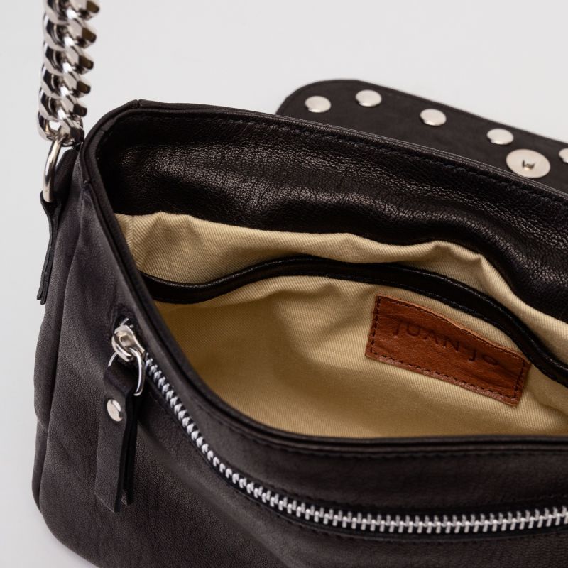 Black Leather Studded Crossbody Bag image