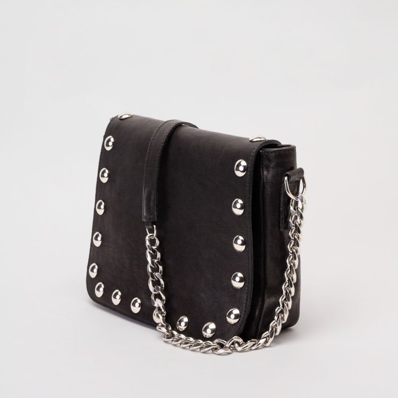 Black Leather Studded Crossbody Bag image