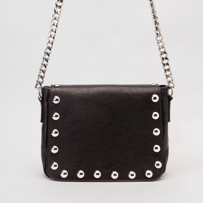 Black Leather Studded Crossbody Bag image