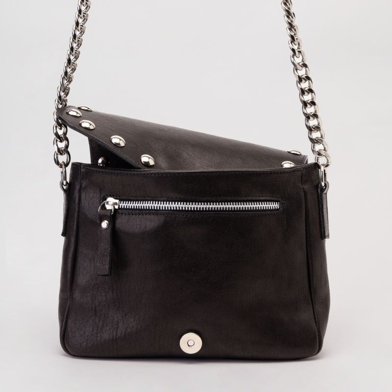 Black Leather Studded Crossbody Bag image