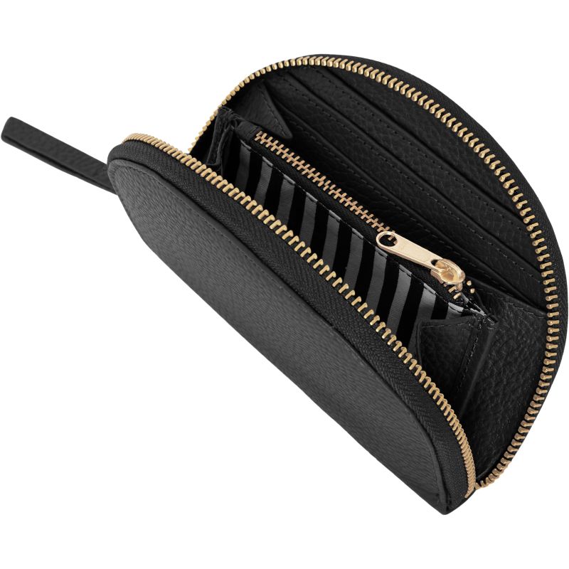 Black Leather Zip Around Half Moon Purse image