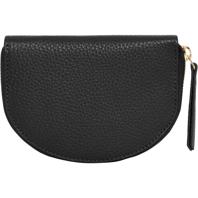 Black Leather Zip Around Half Moon Purse image