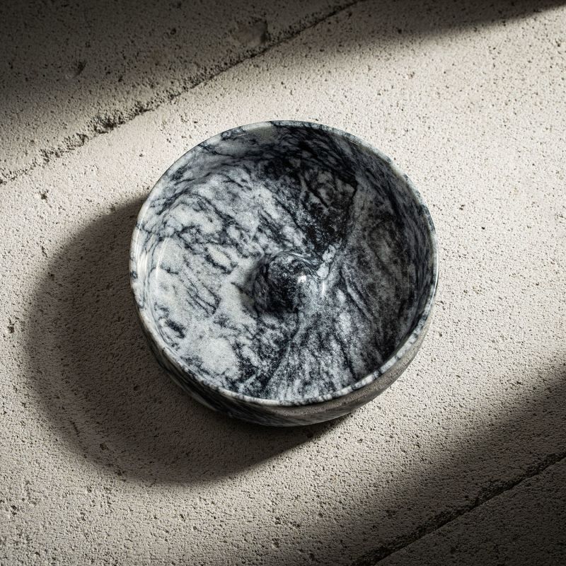 Tumbling Mugla Black Marble Bowl - Premium Quality Natural Marble image