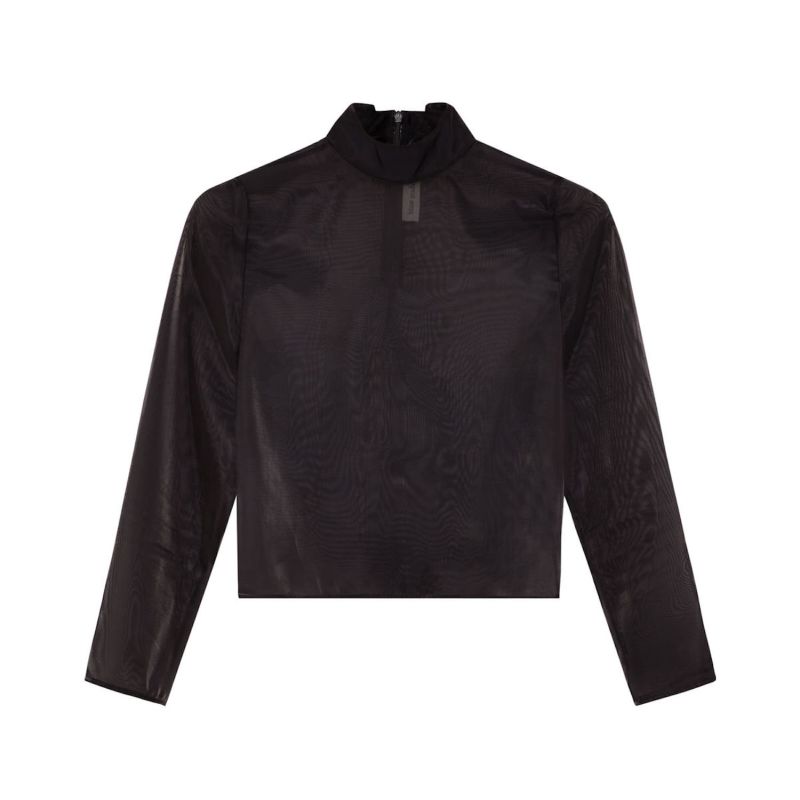 Black Mirror Sheer Mock Neck Top image