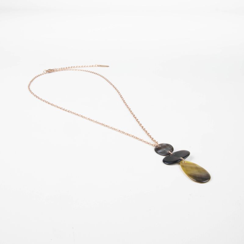 Black Mother-Of-Pearl Raindrop Necklace With Rose Gold Chain image