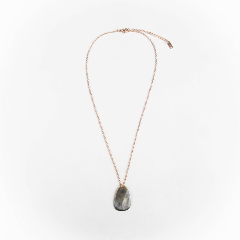 Black Mother-Of-Pearl Trapezoid Necklace With Rose Gold Chain image