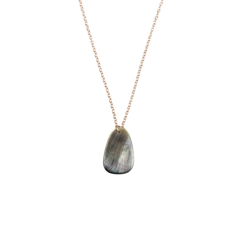 Black Mother-Of-Pearl Trapezoid Necklace With Rose Gold Chain image