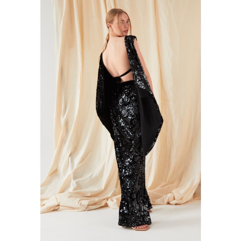 Sequin Black Open Back Top image