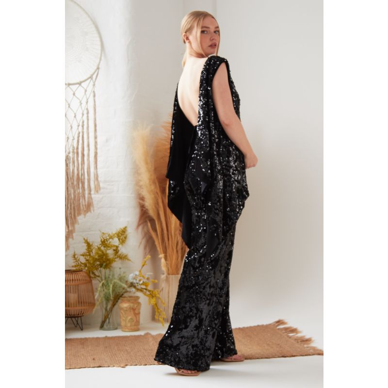 Sequin Black Open Back Top image