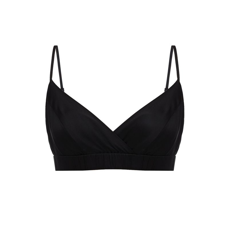 Black Organic Peace Silk Bra Top with Elasticated Underband by Pure One