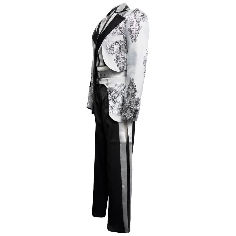 Trousers In Black Satin With Silver Contrast Panel: image