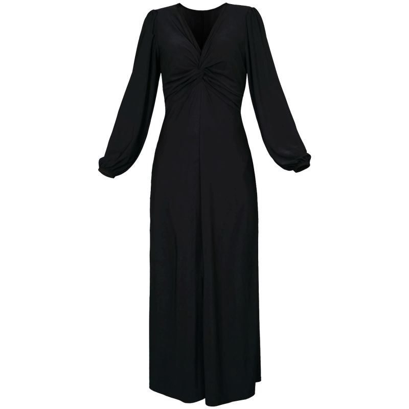 Black Twisted Front Dress | Wanda Black Soft Jersey Maxi Dress image