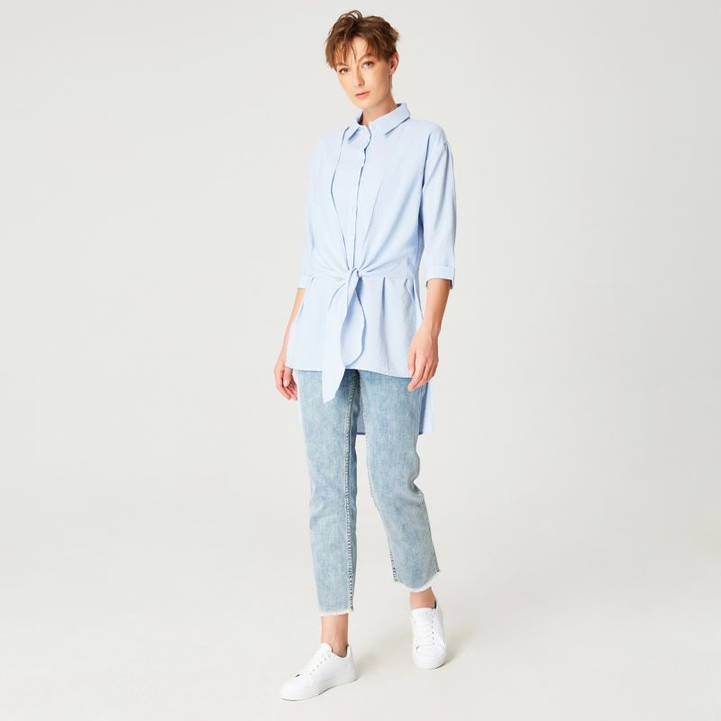 Long Shirt With Knotted Panels In Front image