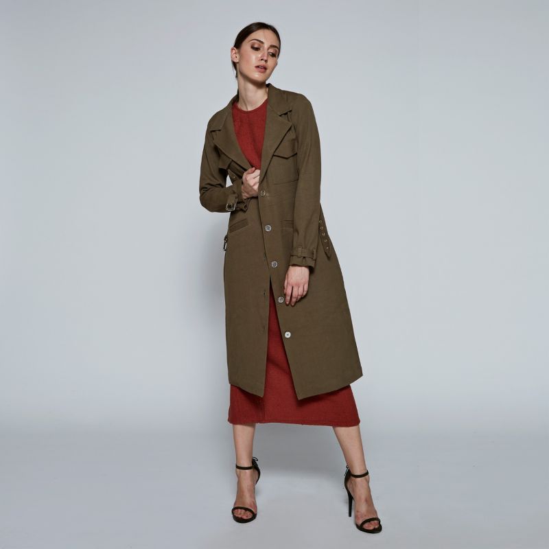 The Halah Trenchcoat In Olive image