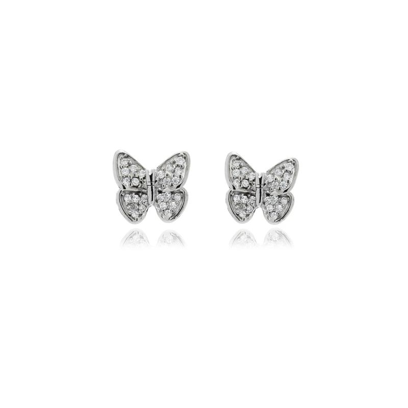 Silver Mini Butterfly Diamond Earrings image