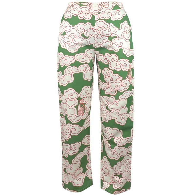 Organic Cotton & Linen Green Clouds Trousers image