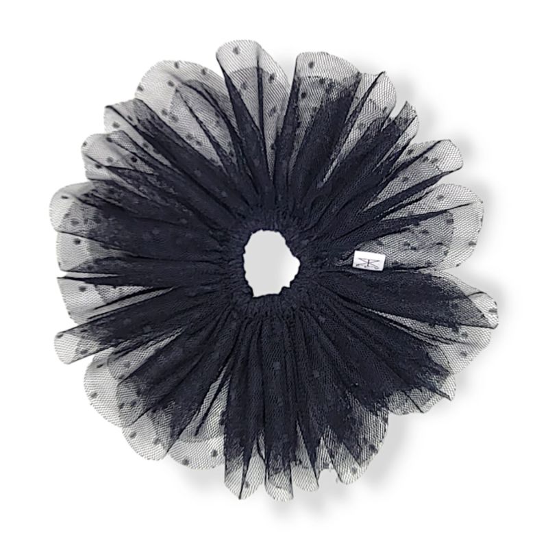 Blossom Scrunchie - Black Dotted Tulle image