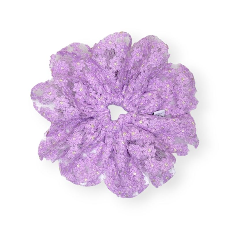 Blossom Scrunchie - Lavender Embroidered Flowers image
