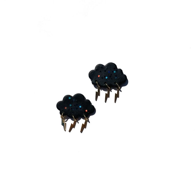 Lightning Cloud Statement Studs In Black image