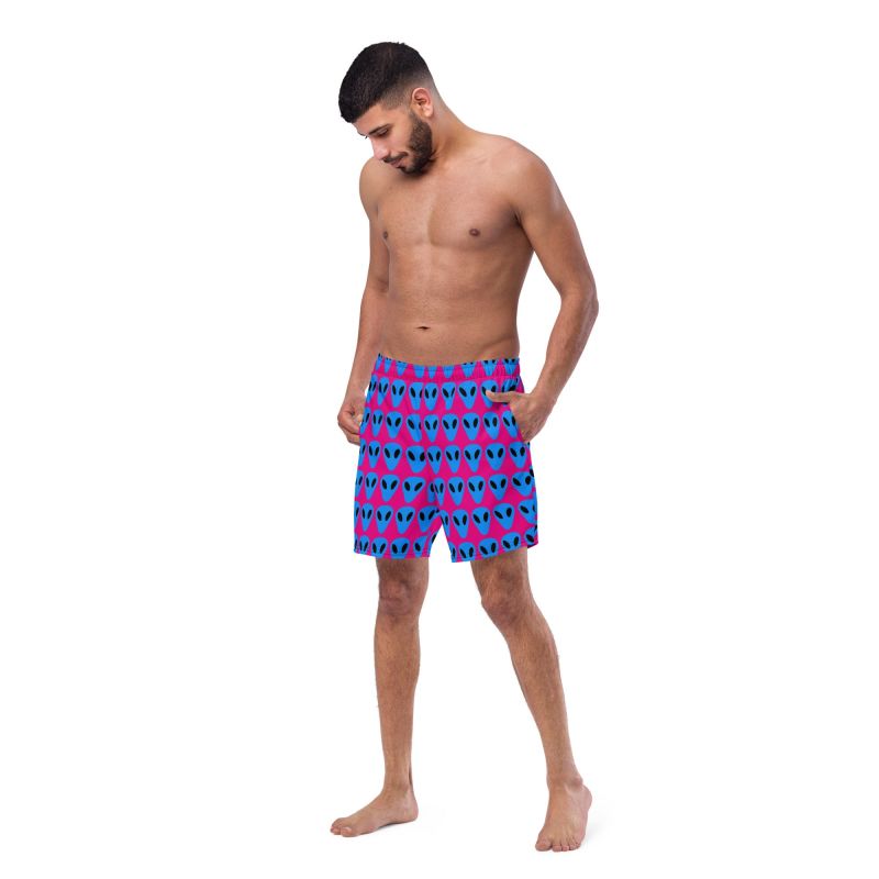 Blue Alien Men's Hot Pink Swim Trunks Formula S7 Wolf & Badger